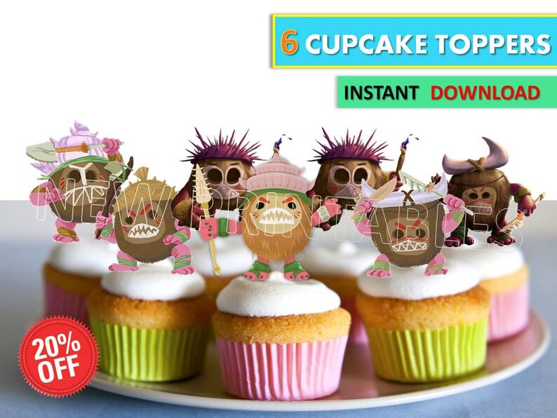 Moana Kakamora Cupcake Toppers Kakamora Party Favor Kakamora Etsy Moana Kakamora Cupcake Toppers Kakamora Party Favor Kakamora Etsy