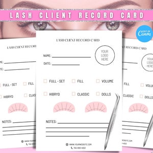 Lash-klantenkaart, formulieren voor schoonheidsspecialisten, toestemmingsformulier wimper, formulier klantdossier, wimperconsultatieformulier, sjabloon klantdossier