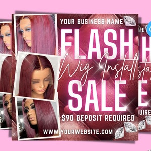 Wig Install Flyer | Hair flyer | Hair Salon Bundles Wigs Hairstylist | Flash sale flyer | Book Now Flyer | Appointment Flyer | best seller