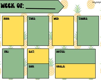 Digital Weekly Planner - Pineapple