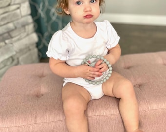 Baby Girl Short Sleeve Ruffle Hem Bodysuit