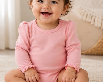 Baby Girl Long Sleeve Ruffle Hem Bodysuit