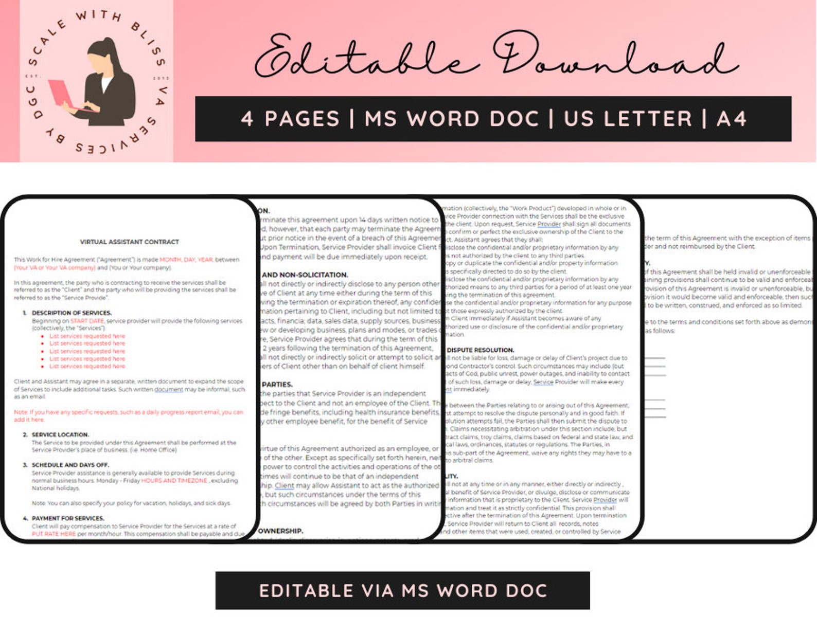 virtual assistant client contract template virtual assistant client contract template