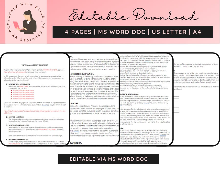 virtual assistant client contract template virtual assistant client contract template