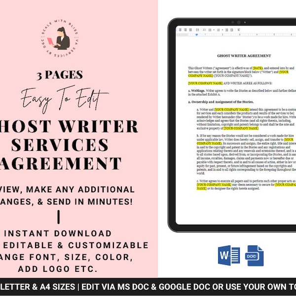 Ghostwriter Contract Template Etsy Ghostwriter Contract Template Etsy