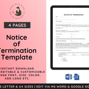 Editable Notice of Termination | Termination Notice | Eviction Notice | Real State Notice | Real State | MS Word | Google Doc