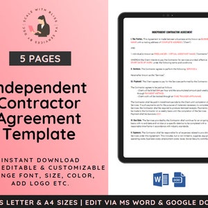 Independent Contractor Agreement | Subcontractor Agreement | Consulting Agreement | Freelance Contract | General Contractor Agreement