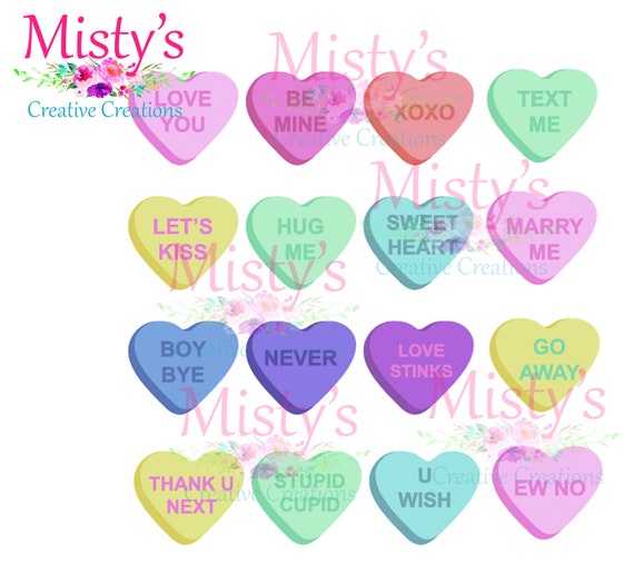 Candy Heart SVG Love & Hate Conversation Hearts Clipart | Etsy