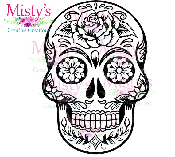 pix Sugar Skull With Roses Svg sugar skull svg tattoo clip art instant download skull dia etsy