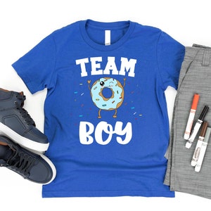 Team Boy Shirt - Funny Donut Gender Reveal Blue T-Shirt - Pregnancy Reveal & Gender Reveal Party Boys Tee Outfit