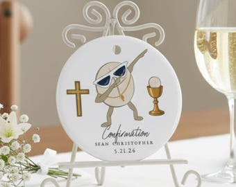Ornement de confirmation personnalisé, cadeau de confirmation personnalisé avec nom, sacrement religieux chrétien catholique pour garçons ou filles