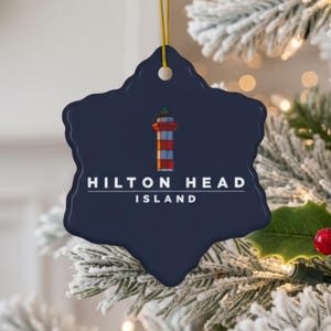 Hilton Head Island Lighthouse Ornament, South Carolina Souvenir Christmas Ceramic Star Ornament, Hilton Head Vacation Gift