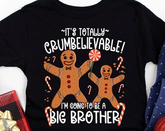 I'm Going to be a Big Brother Christmas Pregnancy Reveal Shirt - Gingerbread Man Baby Announcement T-Shirt - Little Brother Reveal Outfit