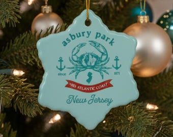 Asbury Park Crab Ornament, New Jersey Coastal Holiday Decor, Nautical Vintage Gift