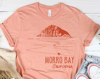 Morro Bay Shirt - Morro Rock California T-Shirt - Southern California Surf Art Shorebird Graphic T-Shirt Gift for Men, Women Souvenir Tee