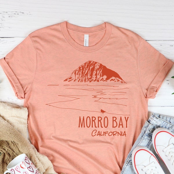 Morro Bay Shirt - Morro Rock California T-Shirt - Southern California Surf Art Shorebird Graphic T-Shirt Gift for Men, Women Souvenir Tee