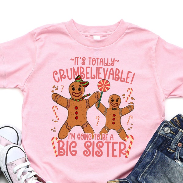 I'm Going to be a Big Sister Christmas Pregnancy Reveal Shirt - Gingerbread Man Boy Girl Pregnancy Announcement T-Shirt - Funny 2022 Outfit