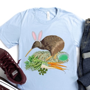 Easter Bunny Kiwi Shirt - New Zealand Kiwi Bird Easter T-Shirt - Veggies New Zealand Ancestry Vegan Outfit Kids Men Women Girls Boys Tee