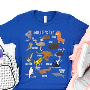 Animals of Australia Shirt - Australia T-Shirt for Kids - Vacation Souvenir Outfit - Koala Emu Wombat Alpaca Echidna Platypus Kangaroo Tee