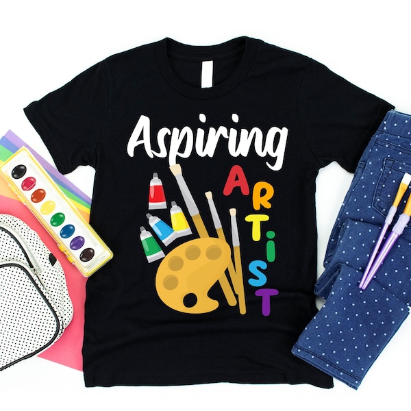 Aspiring Artist Shirt - Artists Palette Painters T-Shirt - Future Artist Kids Shirt - Cute Artist Shirt for Boys or Girls Outfit Art Theme