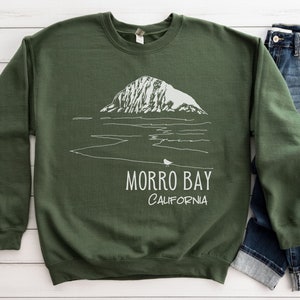 Morro Bay Sweatshirt - Morro Rock California Crewneck Sweatshirt - Southern California Surf Art Graphic Gift Vacation Illustration Souvenir