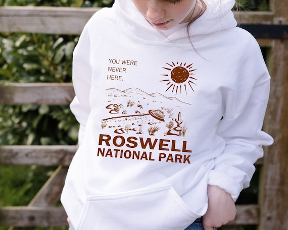 Roswell National Park Hoodie - UFO Flying Saucer Alien Meme Funny Hooded Sweatshirt - New Mexico Souvenir Sci Fi USA United States