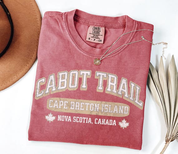 Cabot Trail Shirt, Comfort Colors® Retro Cape Breton Island Vintage Collegiate T-Shirt, Nova Scotia Canada Road Trip Gift