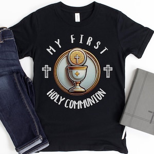 My First Communion Shirt - 1st Communion T-Shirt - First Communion Gift for Boys or Girls - Christian Catholic Eucharist Communion Outfit
