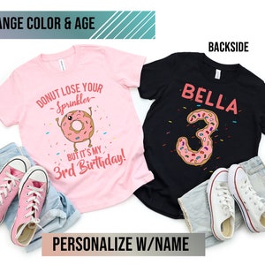 3rd Birthday Funny Donut T-Shirt - Third Donut Theme Birthday Party Quote TShirt - Turning Three Years Old BDay Tee - 3rd Birthday Outfit