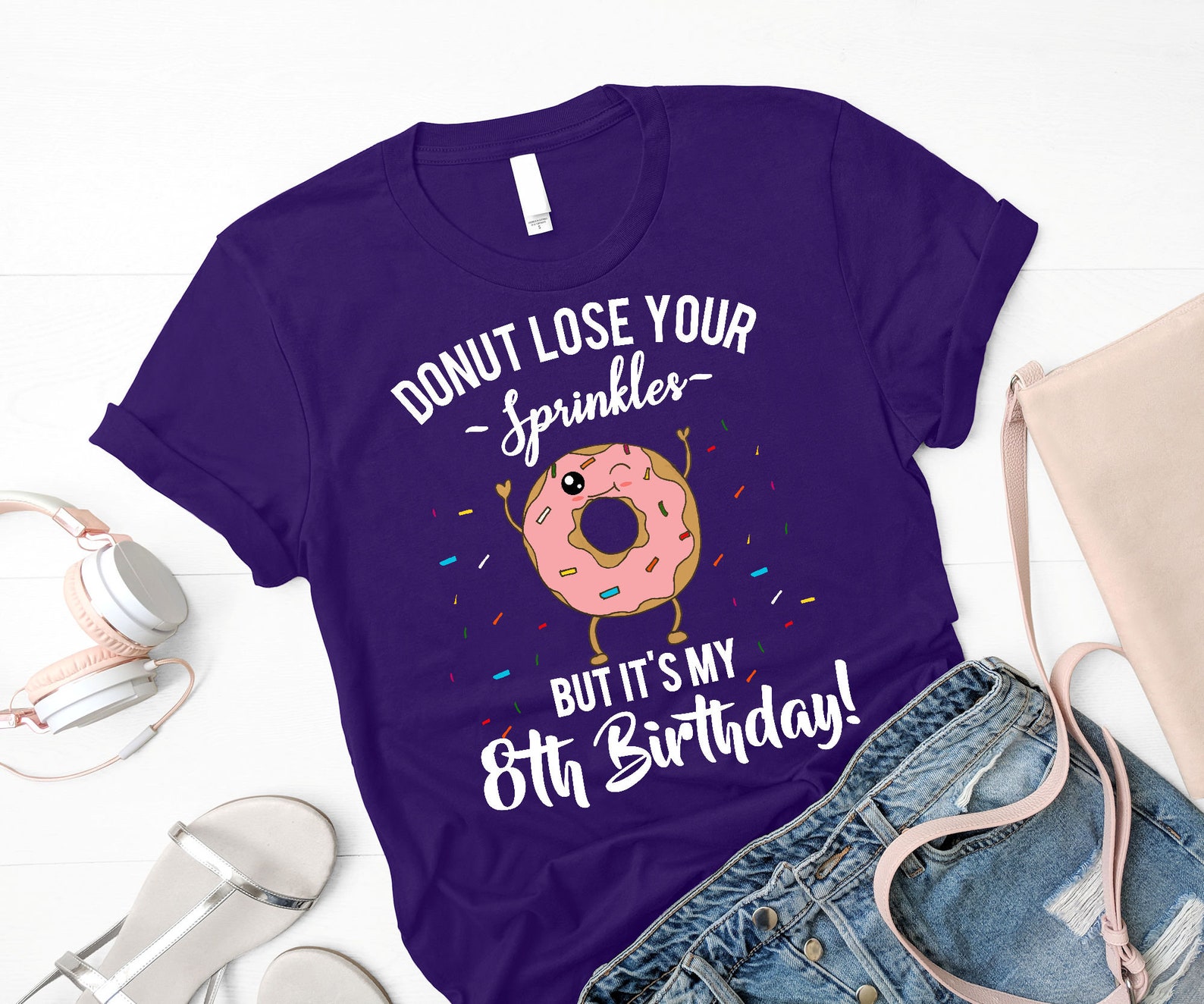 Funny Girls 8th Birthday Donut TShirt Donut Lose Your Etsy