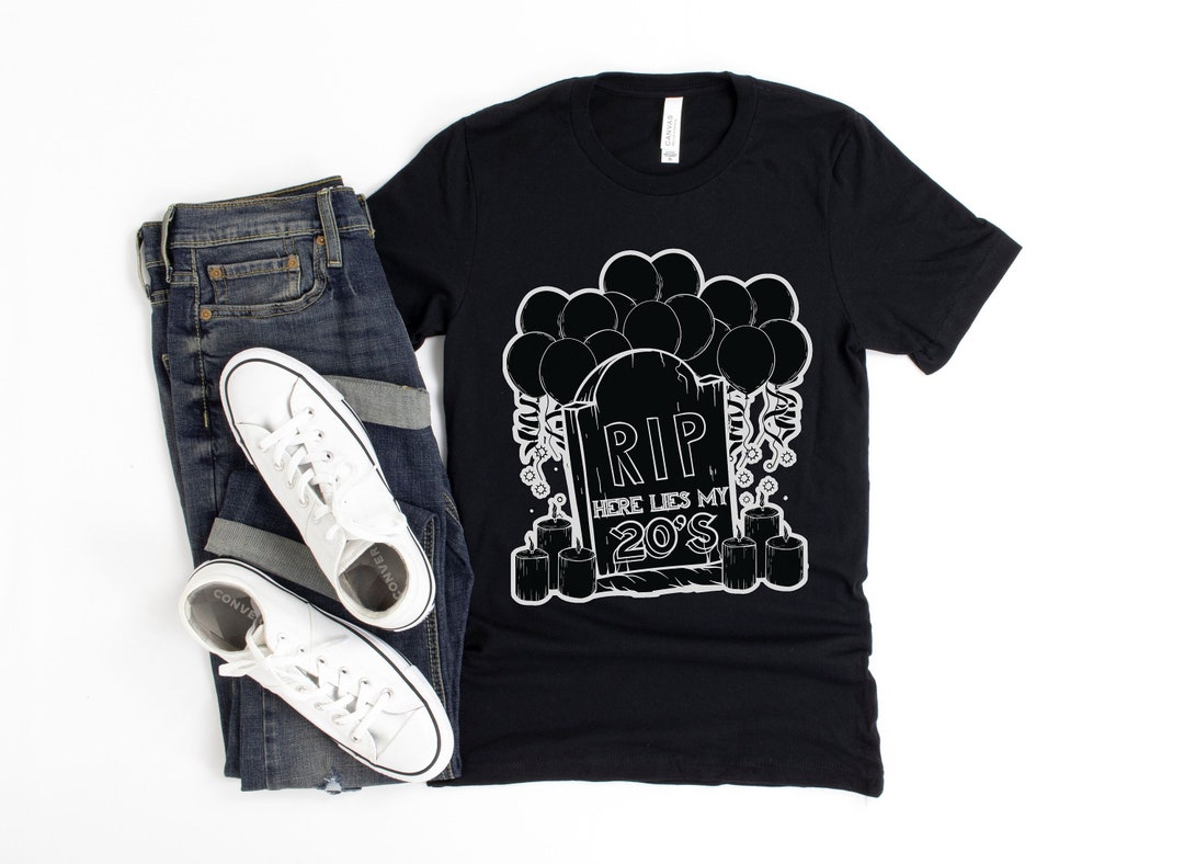 Maglietta a tema funerale per il 30° compleanno RIP Here Lies My