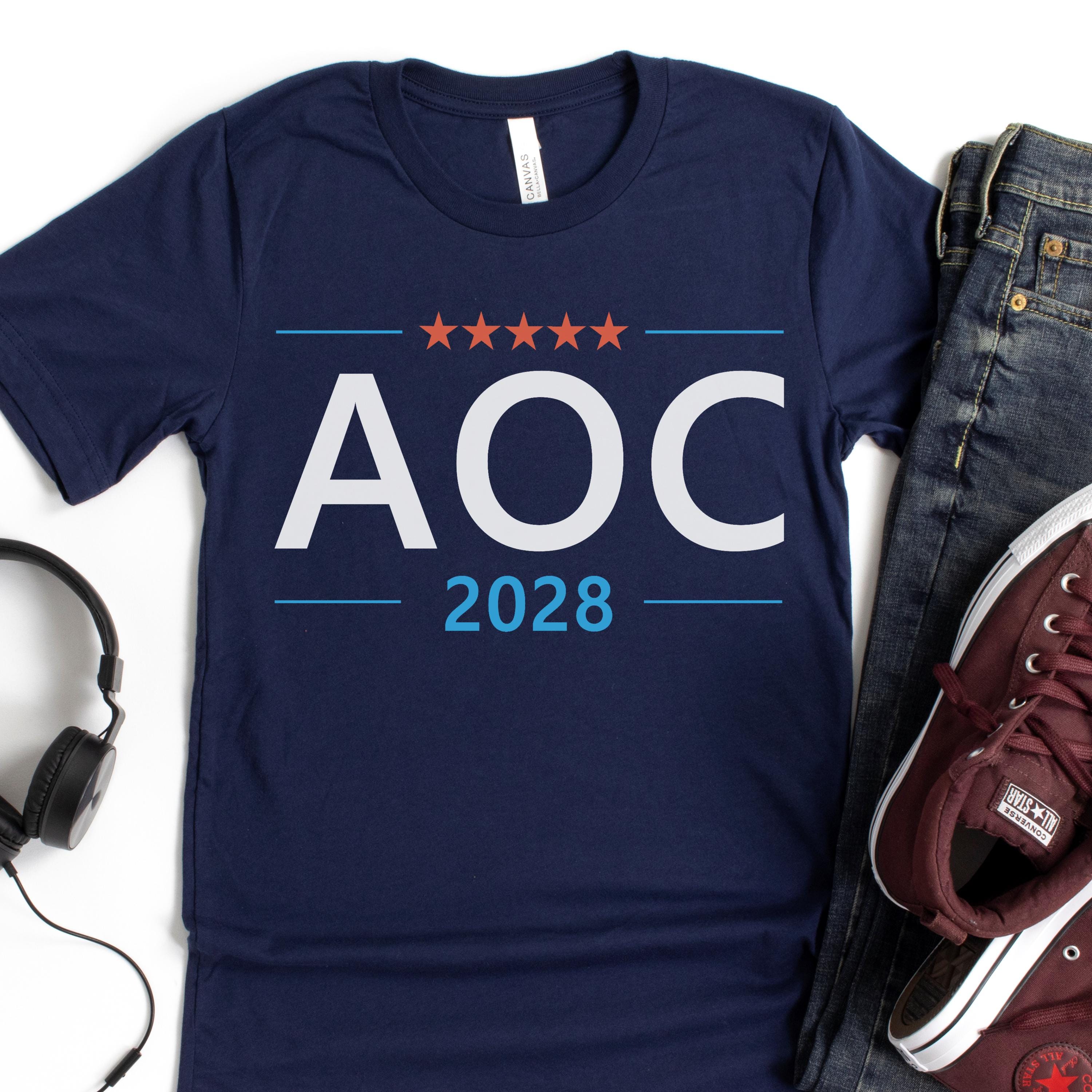 AOC 2028 T-Shirt - AOC for President 2028 Shirt - Alexandria Ocasio-Cortez T-Shirt - Election 2028 Shirt - Democrat Patriotic Tee