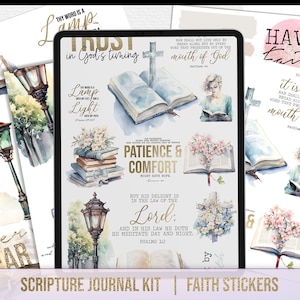 Bible Journaling Stickers, Christian Planner Decor, Printable Scripture Art, Junk Journal Printable, Scrapbooking, Instant Download