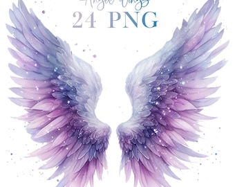 24 Engelsflügel Clipart, Himmel Clipart, Halo Clipart, Weiße Flügel PNG, Feenflügel, Benutzerdefiniertes Portrait, Sublimation, Planer Aufkleber