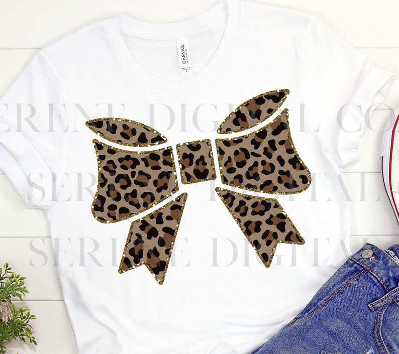 Leopard Bow Cheer Bow Sublimation Download Instant Download PNG Download Glitter Leopard Glitter Hair Bow Sublimation