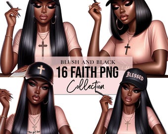 Black Girl Faith Clipart, Christian PNG, Black Female Clipart, Prayer Journal, Black Girl Girl, Black Girl Praying, Jesus Faith Clipart