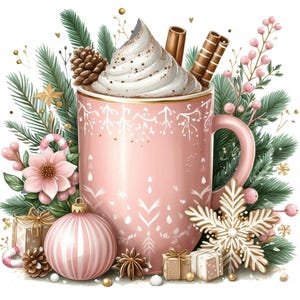 20 Winter Hot Cocoa Clipart, Winter Cups Clipart, Christmas Cocoa Clipart, Hot Chocolate Clipart, Christmas Sweets, Cozy Hot Chocolate