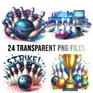 24 PNG, Sport Bowling Clipart Bundle, Bowling Clipart, Watercolor Bowling, Sports Clipart, Bowling League Clipart, Bowling Team,