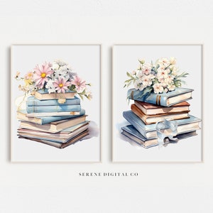 Christian Gallery Wall Art | | 2 Piece Wall Art |  Minimalist Printable Art | Scripture Art, Blue and Gold, Nursery Decor | Watercolor