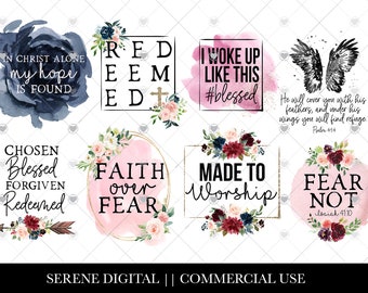 Christian Sublimation Bundle, Jesus PNG Bundle, Christian Quotes, Sublimation Download, Faith Sublimation, Bible Verses, PNG Download
