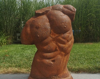 Cast Iron Male Torso - Large garden sculpture