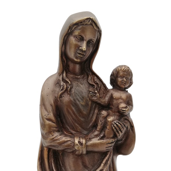 Sculpture en bronze Marie avec la sculpture Jésus-religieuse