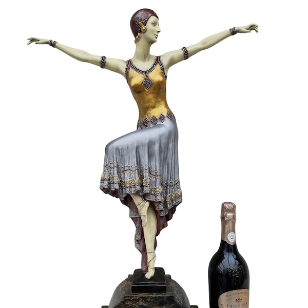 Great eye-catcher - Bronze dancer in Art Deco style - Beautiful colors - painted bronze