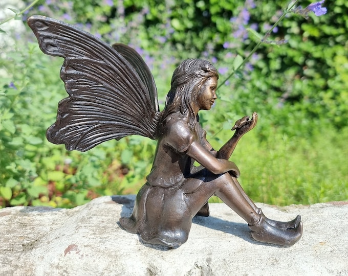 Bronze garden fairy - little bronze elf - Bronze fairy - Gift figures