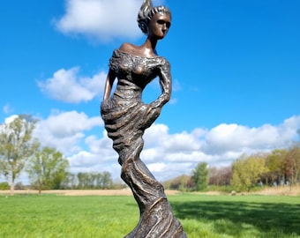 Levendige elegantie: Abstract Expressionistisch Bronzen Beeld van een Vrouw - Een Meesterwerk van Vorm en Emotie! - Bronzen sierlijke dame