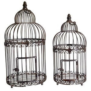 A set of 2 bird cages - decorative in garden or inside