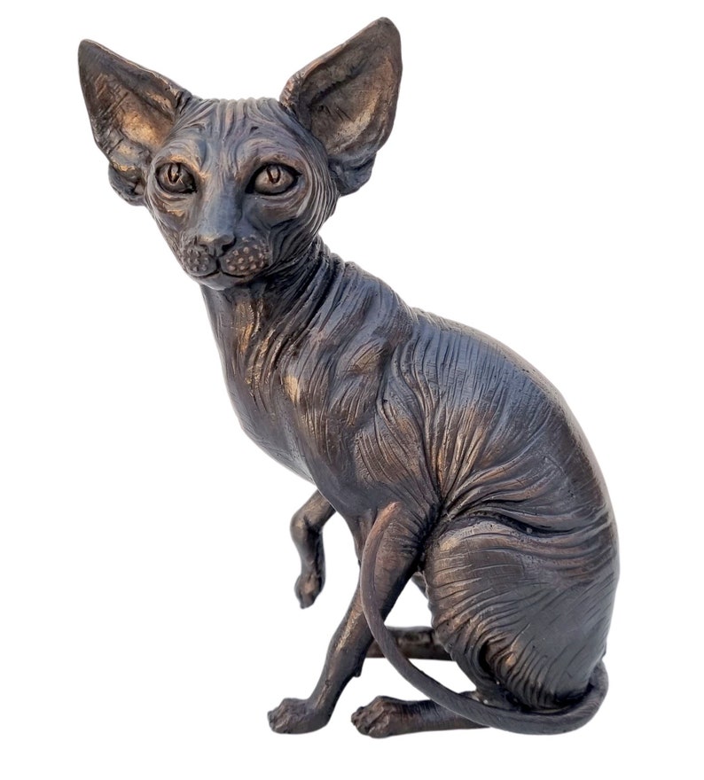 Bronze Sphynx Cat Lifelike Detailed Bronze Cats image 9