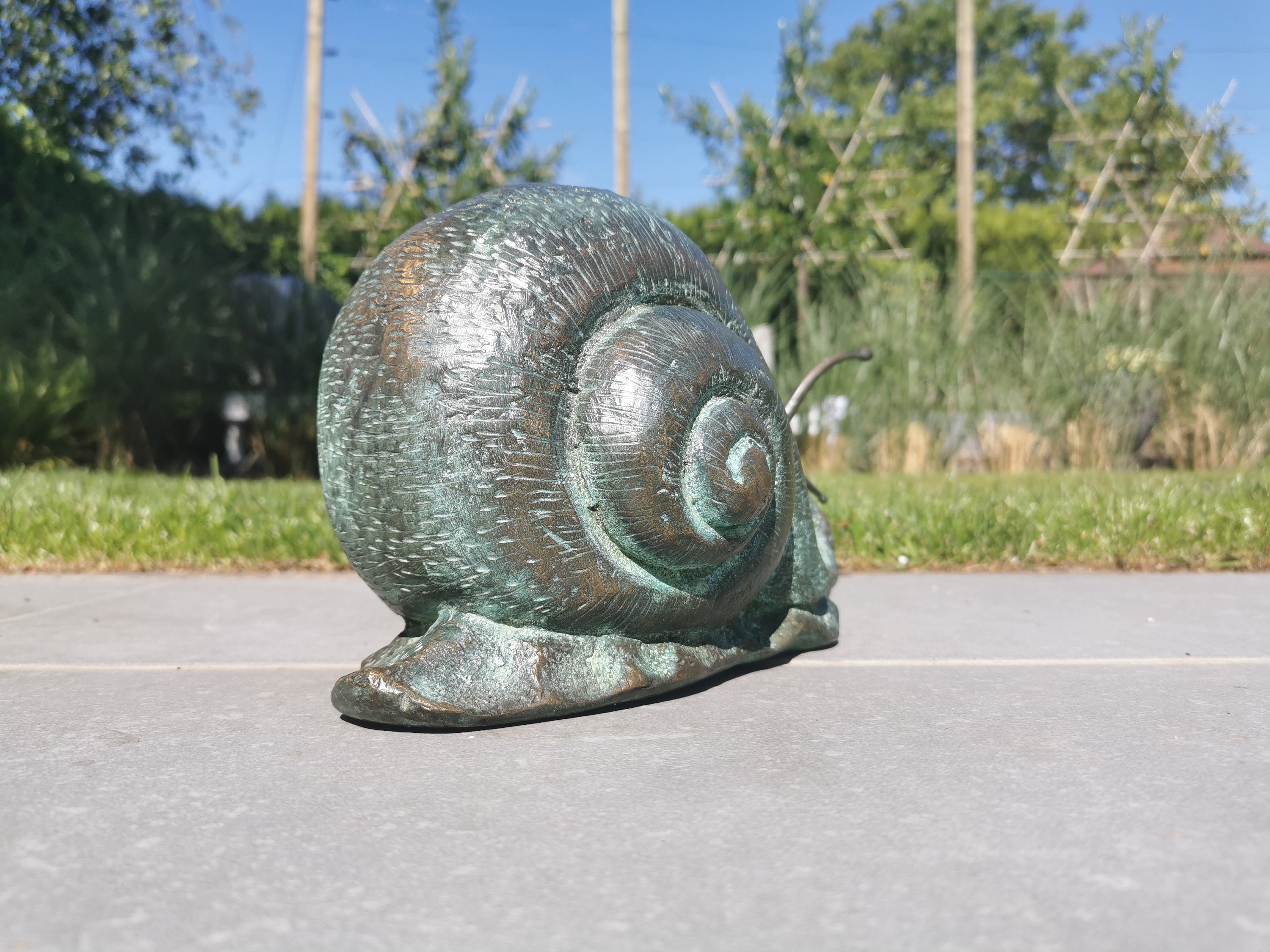 extérieur jardin décoration énorme bronze escargot sculpture