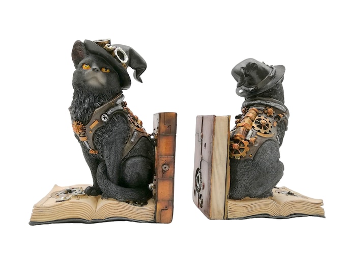 Black Cat Bookends Witchcraft Bookends Etsy