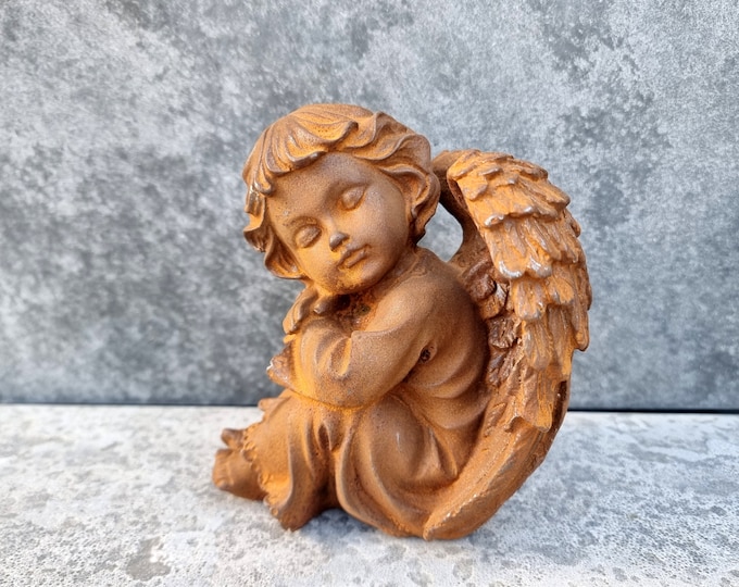 Cast iron dreaming angel - Romantic ornaments - Loving angel - keepsake